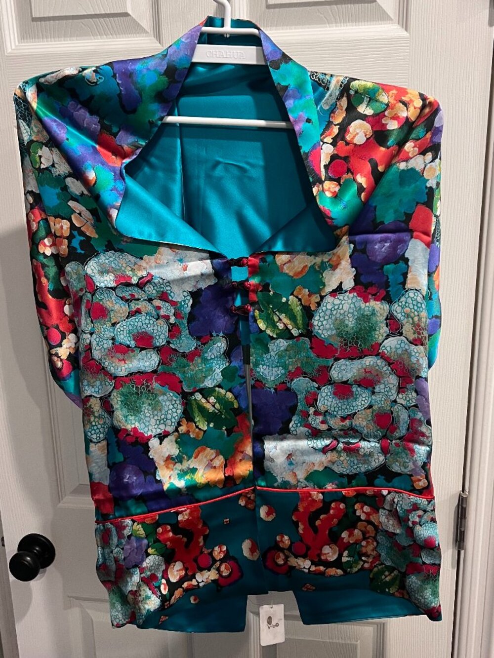 Multiwear Floral Teal Wrap with Buttons